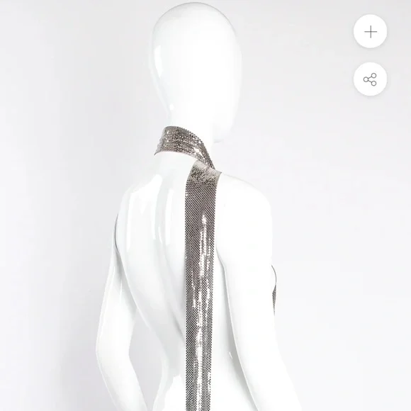 VINTAGE Whiting & Davis Shiny Silver metal mesh tie scarf. - Picture 3 of 9